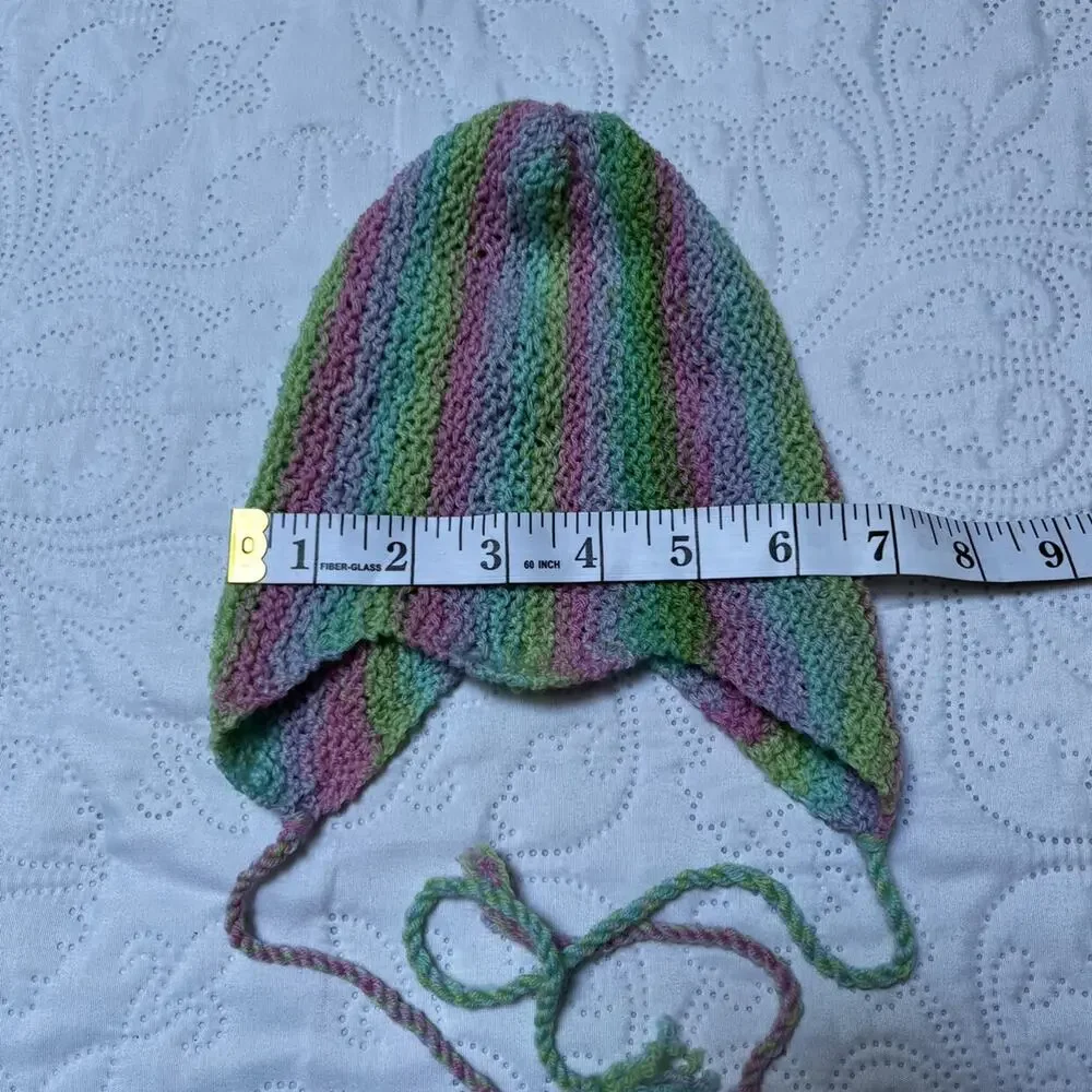 Handmade Knit Rainbow Stripe Baby Hat